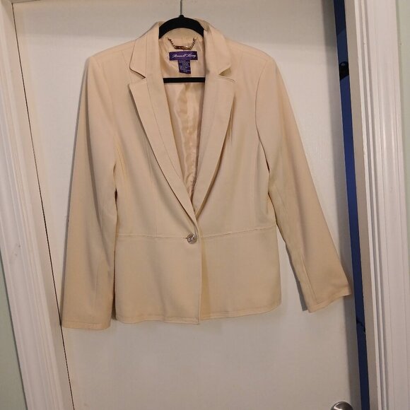 Russell Kemp Butter Yellow Soft & Stylish One Button Blazer Machine Wash&Dry Sz8 - Picture 1 of 10